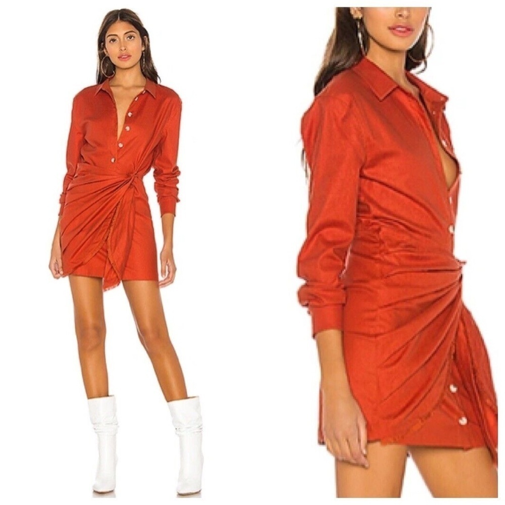 L'Academie The Adelyn Mini Dress in Cherry Red Front Button Women’s Size XS